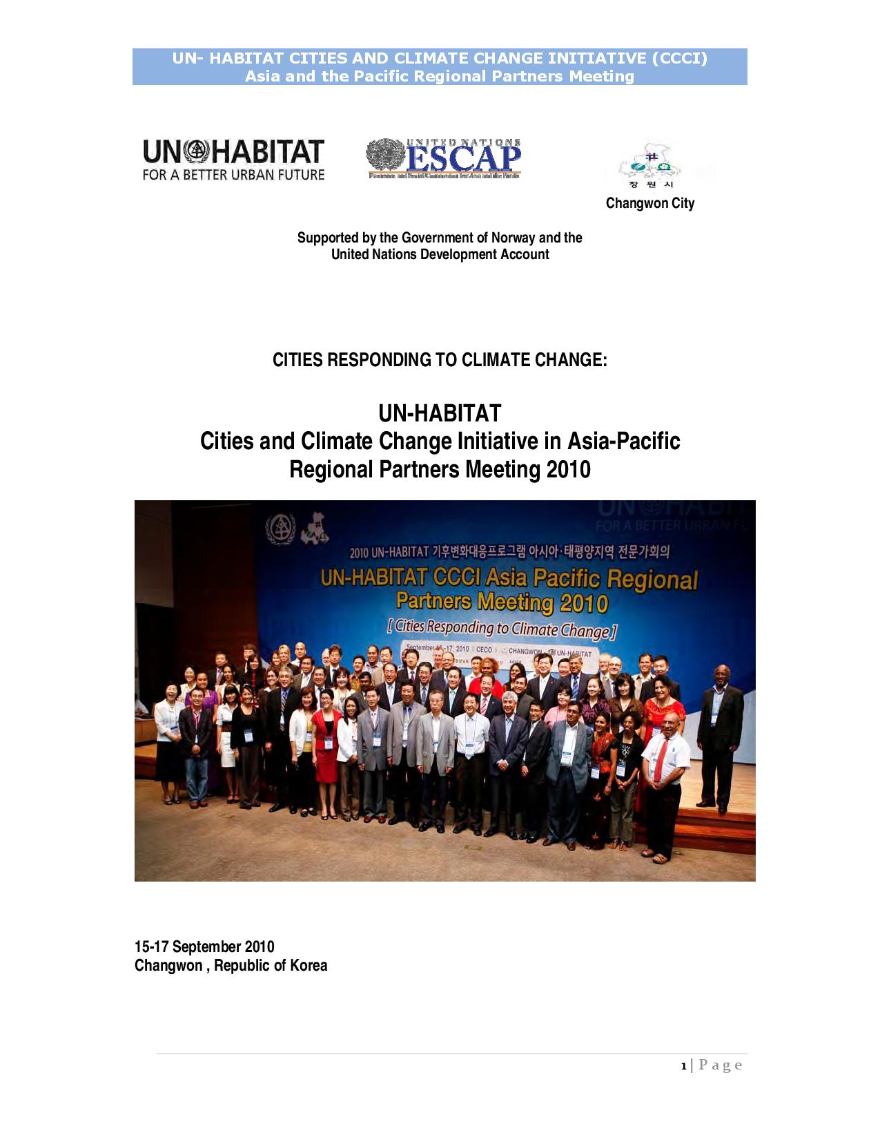 Asia-Pacific Regional Partners Meeting (Changwon, Republic of Korea; 15-17 September 2010) – CCCI