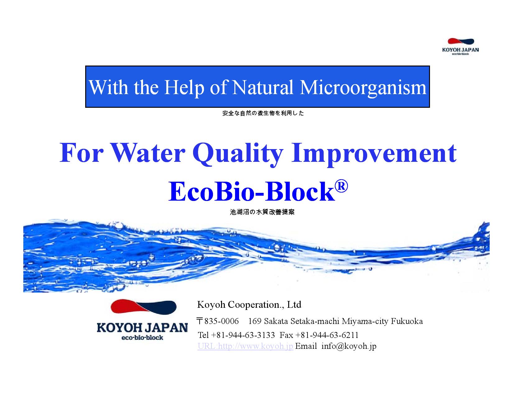 Koyoh Cooperation., Ltd: For Water Quality Improvement EcoBio-Block