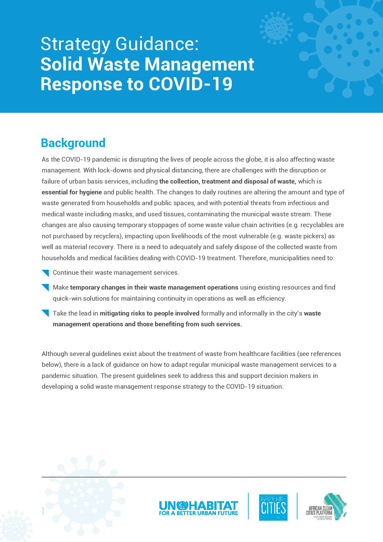 Strategy Guidance: Solid Waste Management Response to COVID-19