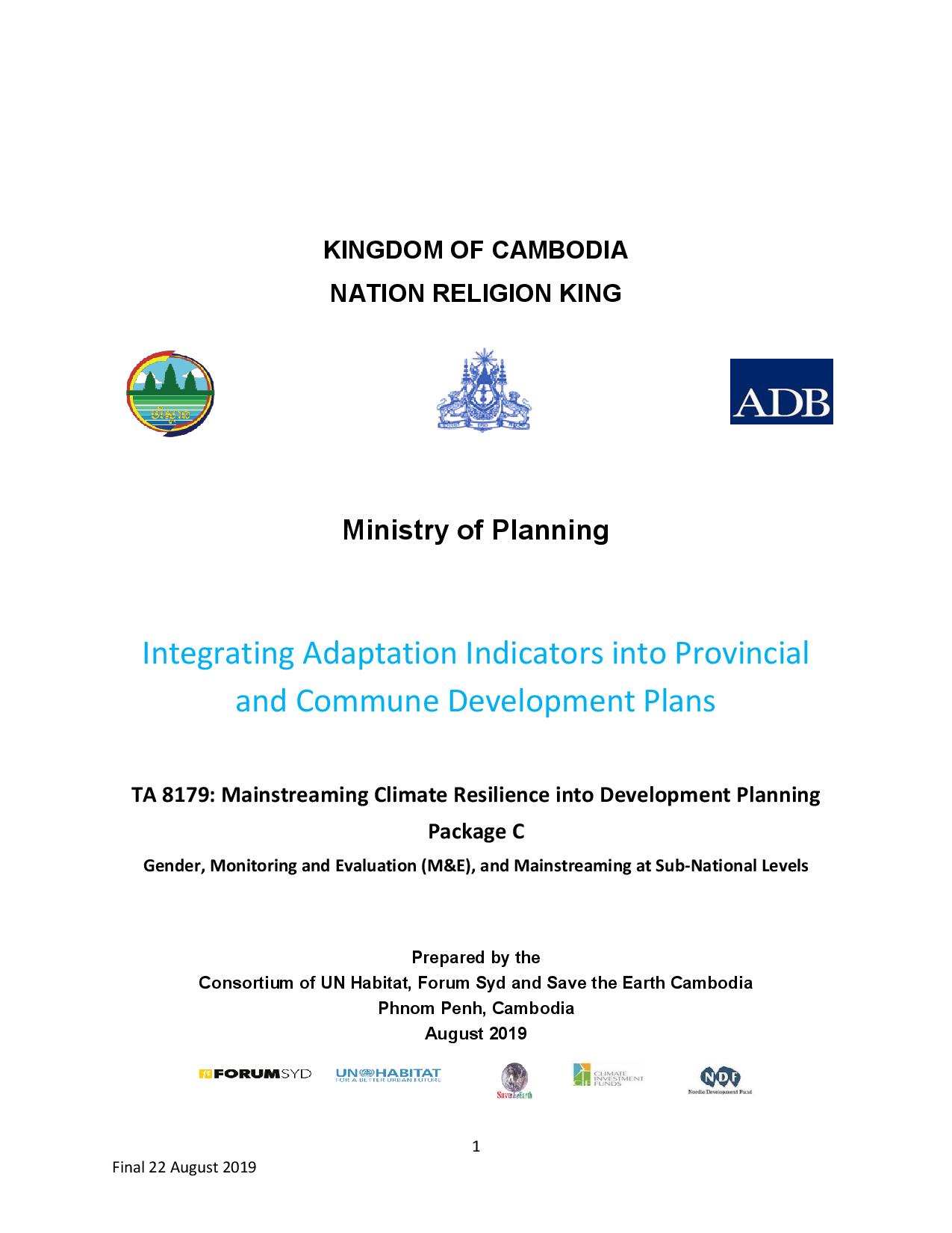 Integrating Adaptation Indicators into Provincial and Commune Development Plans