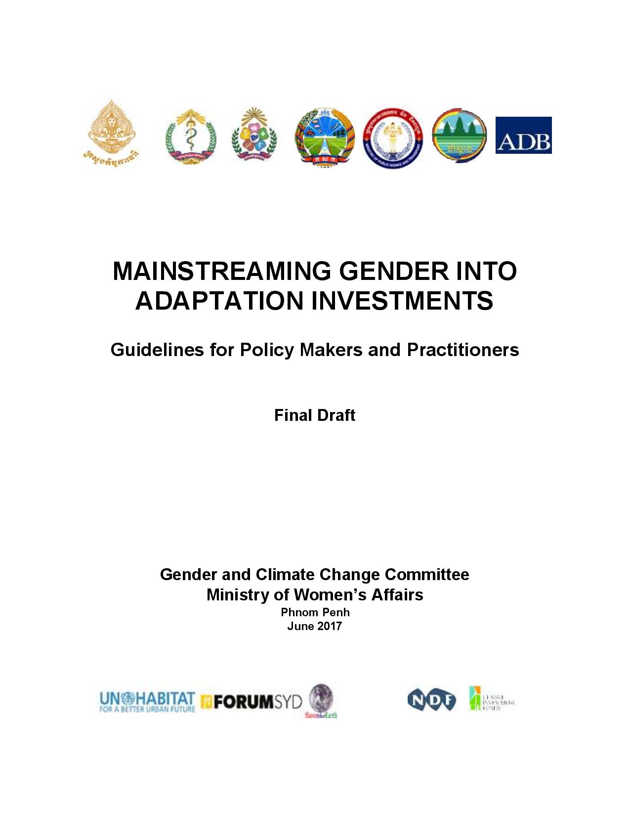 Mainstreaming Gender into Adaptation Investments