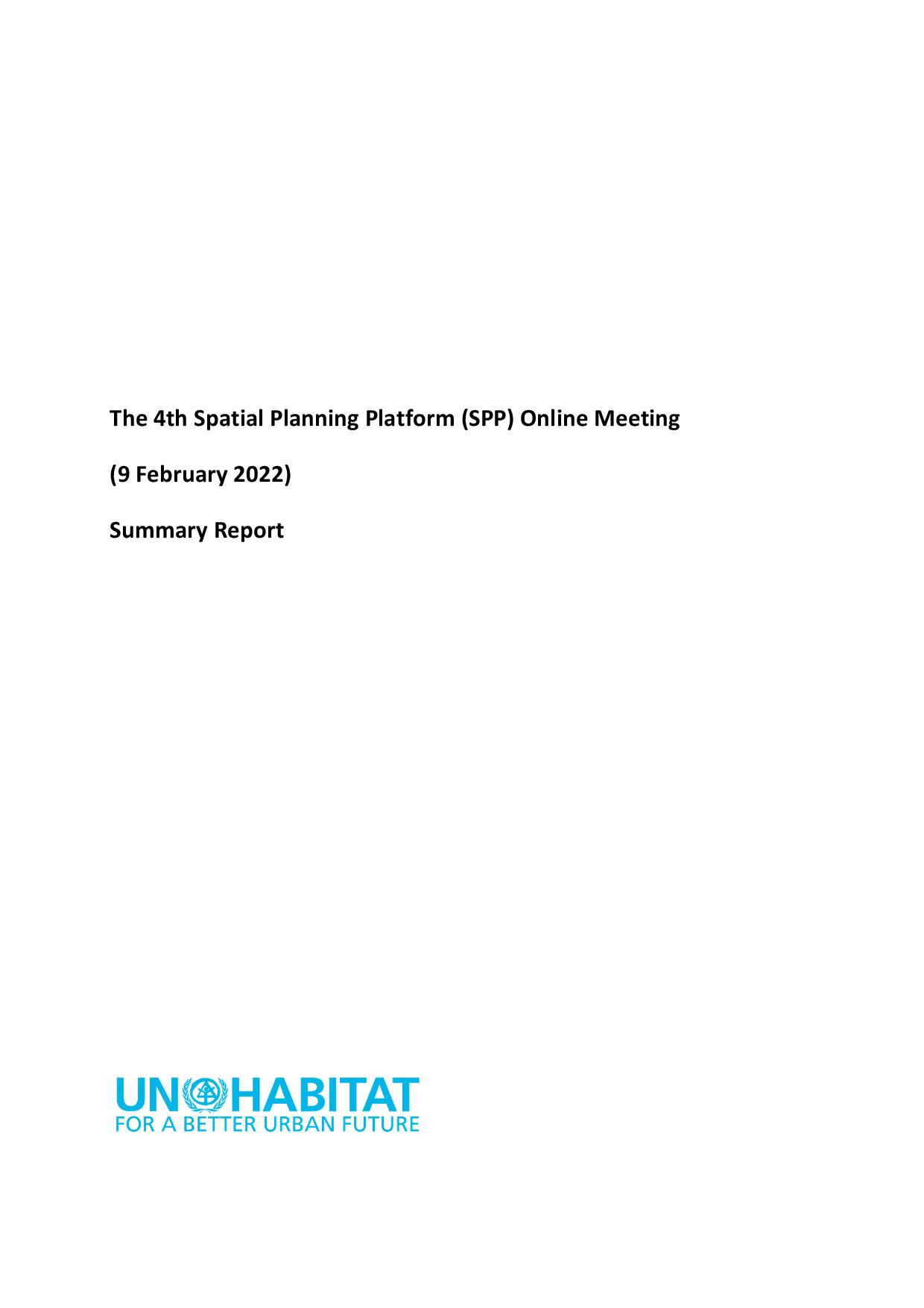 The 4th Spatial Planning Platform (SPP) Online Meeting (9 February 2022) Summary Report
