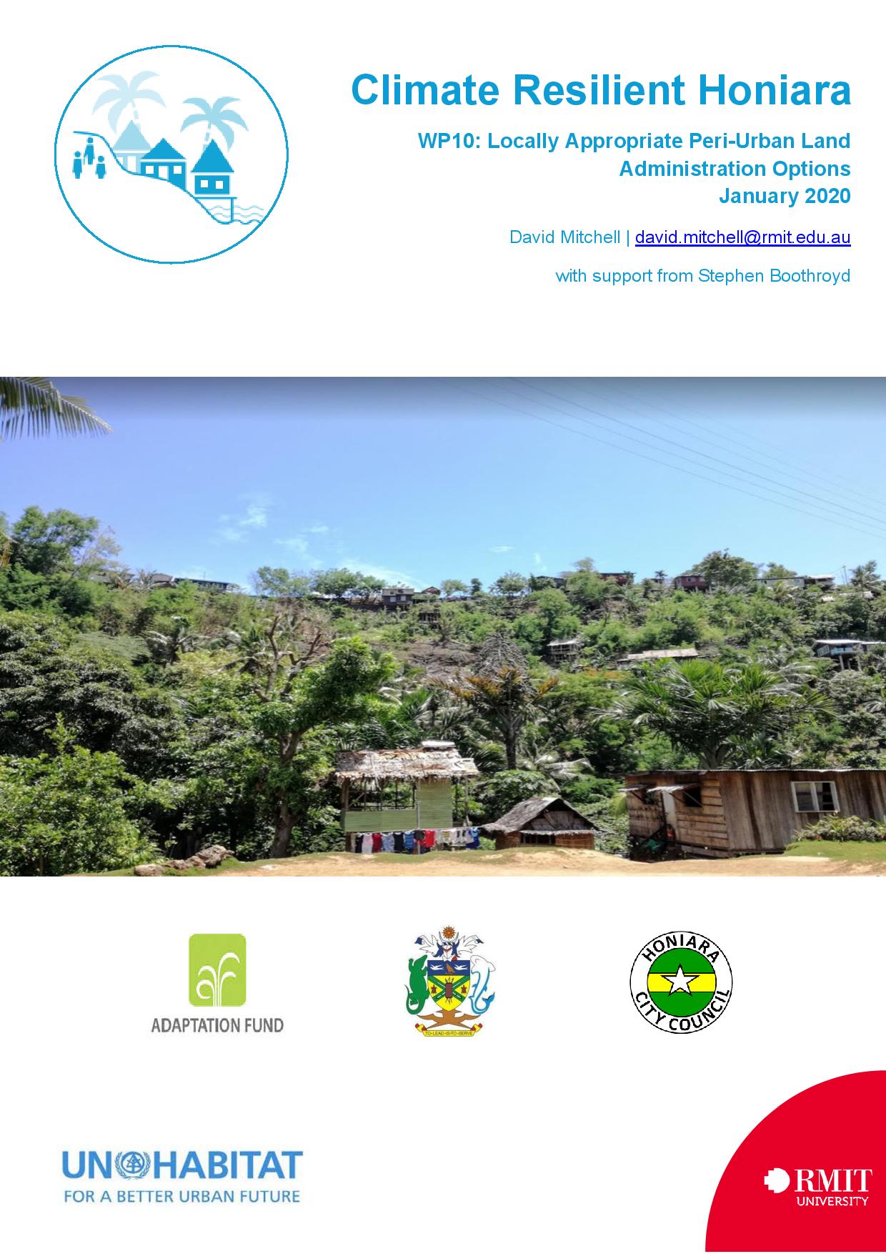 Solomon Islands: Climate Resilient Honiara: Locally Appropriate Peri-Urban Land Administration Options