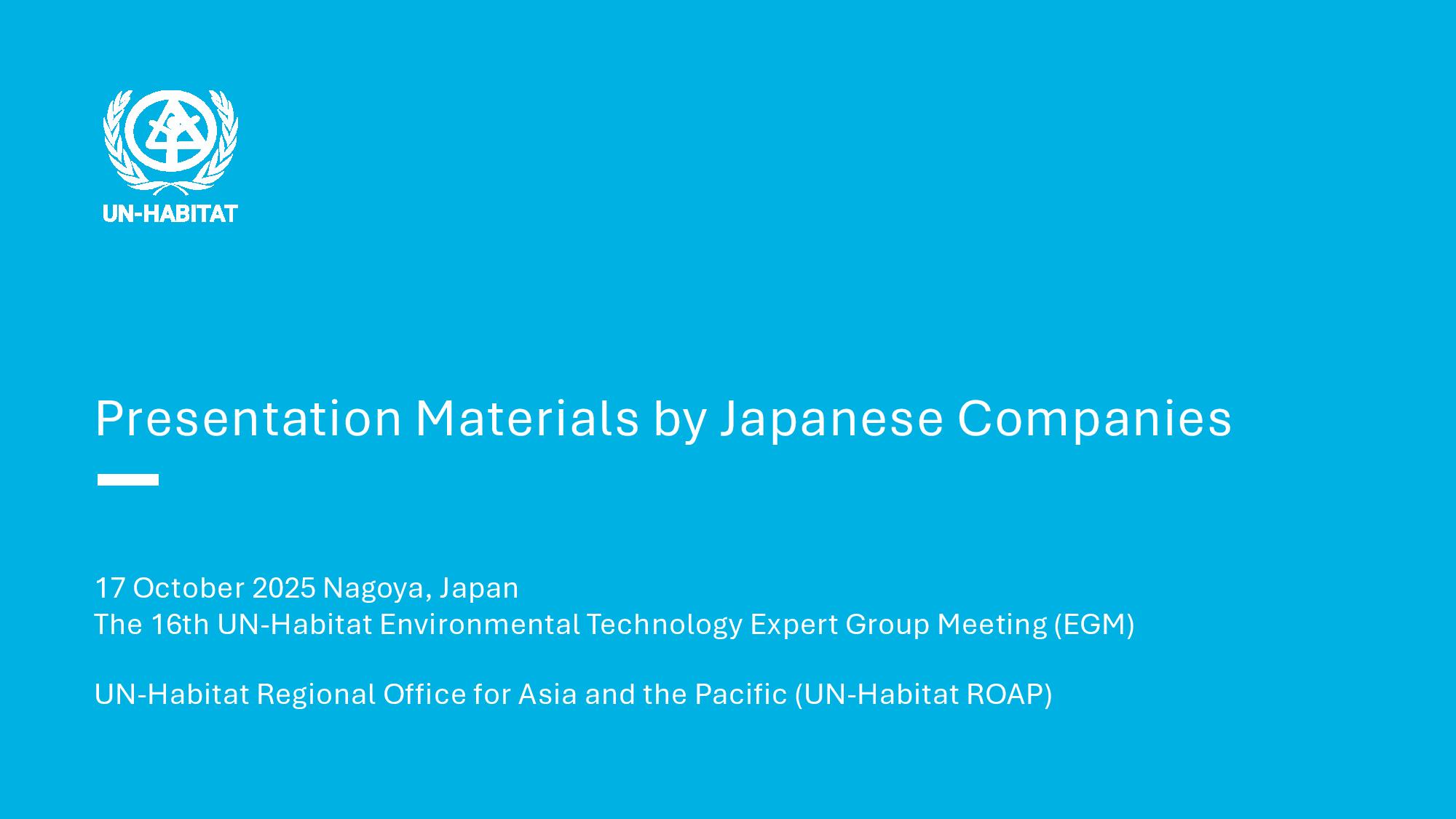 Presentations by Japanese Companies: Expert Group Meeing 2025